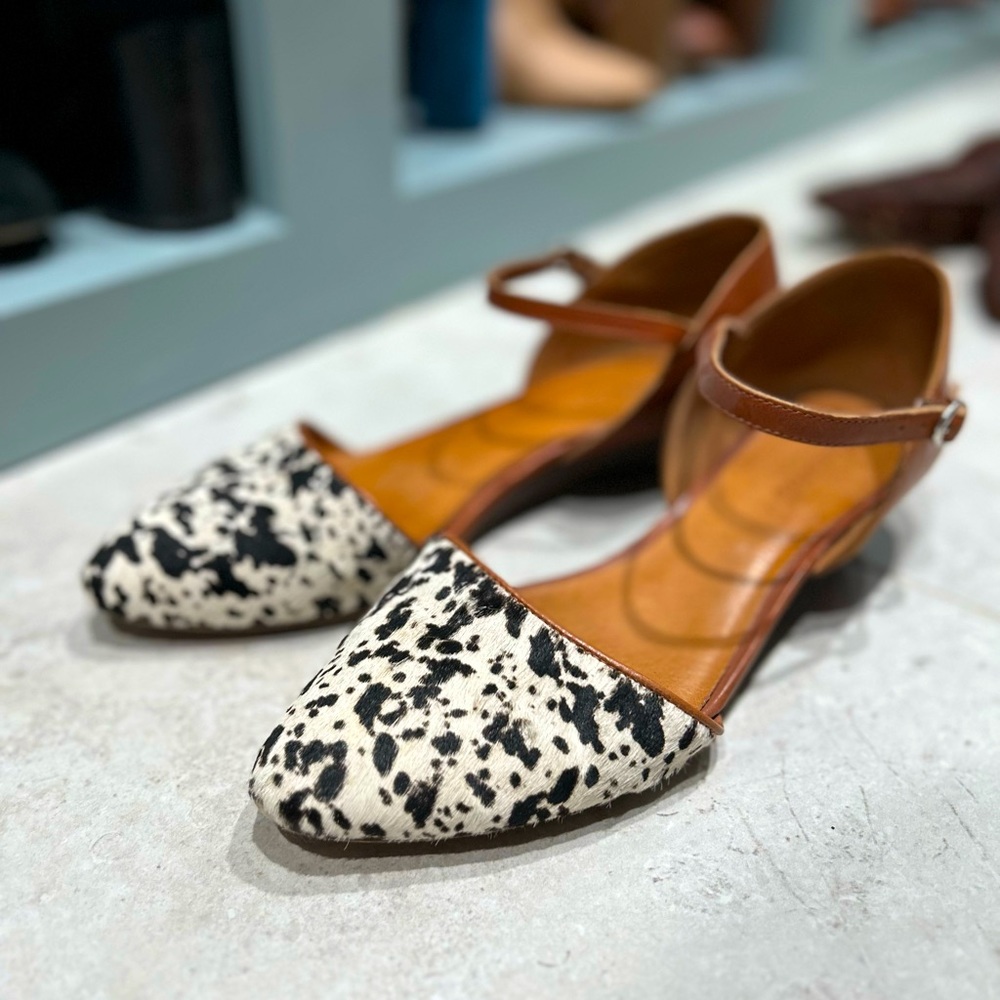 Madewell Mary Jane leather calf hair flats